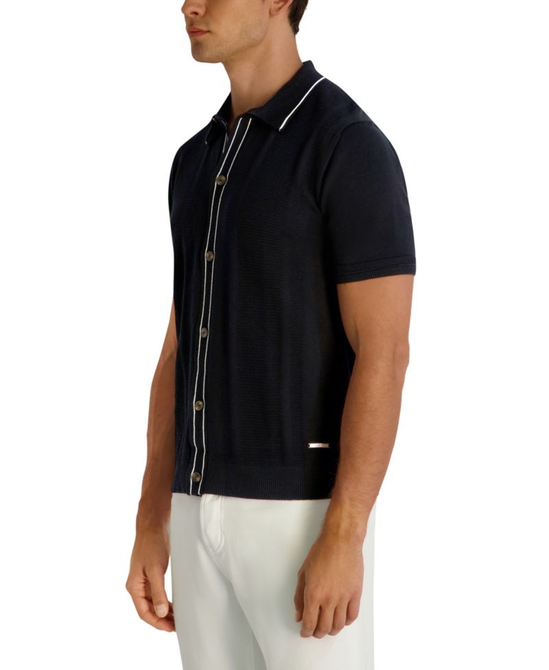 Men's Short-Sleeve Regular-Fit Woven Sweater