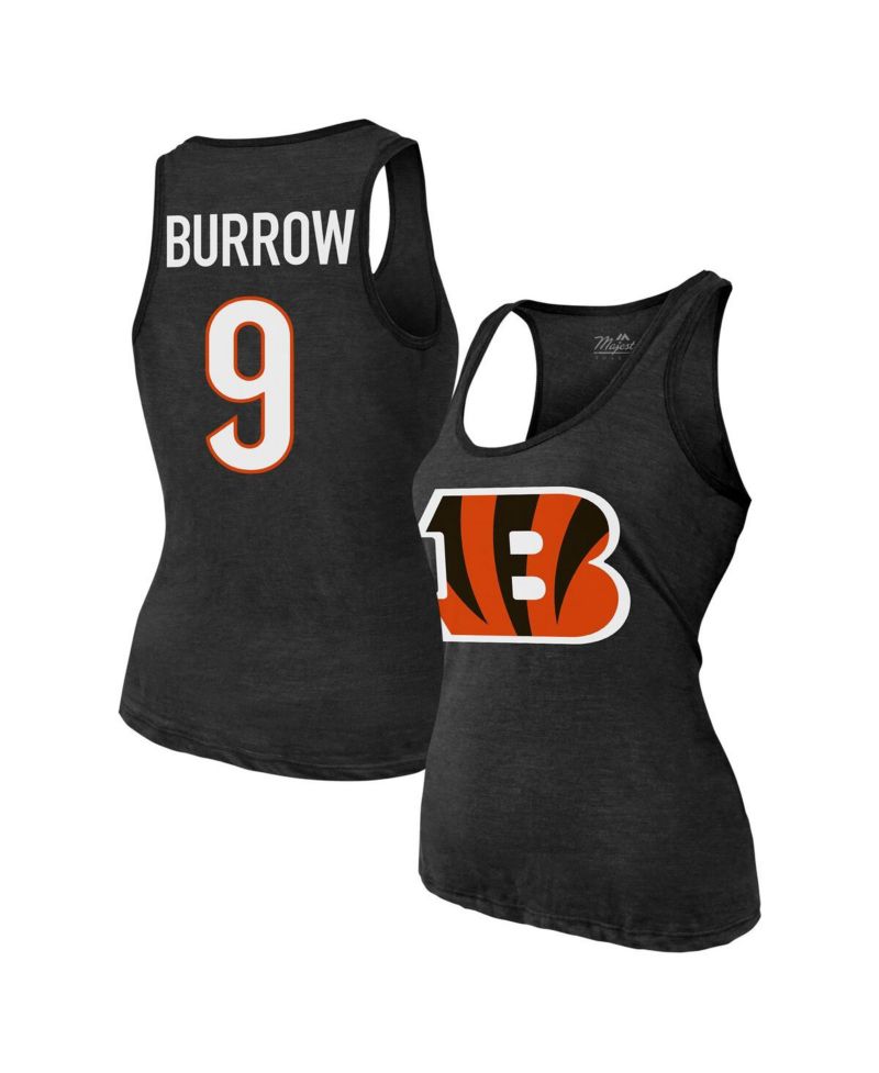 Women's Joe Burrow Black Cincinnati Bengals Name & Number Tri-Blend Tank Top