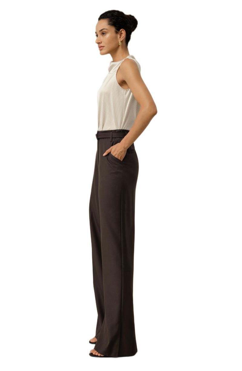 Women's Silk Wool High-Waisted Wide-Leg Pant