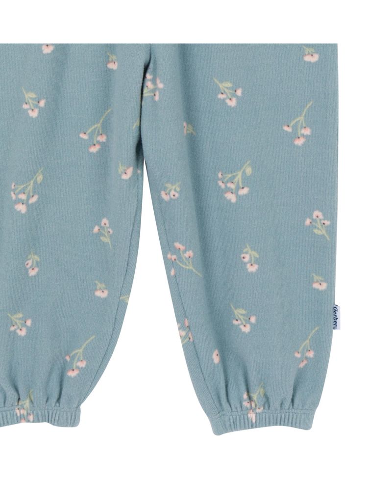 Baby Girls Soft Hacci Long Sleeve Floral Jumpsuit