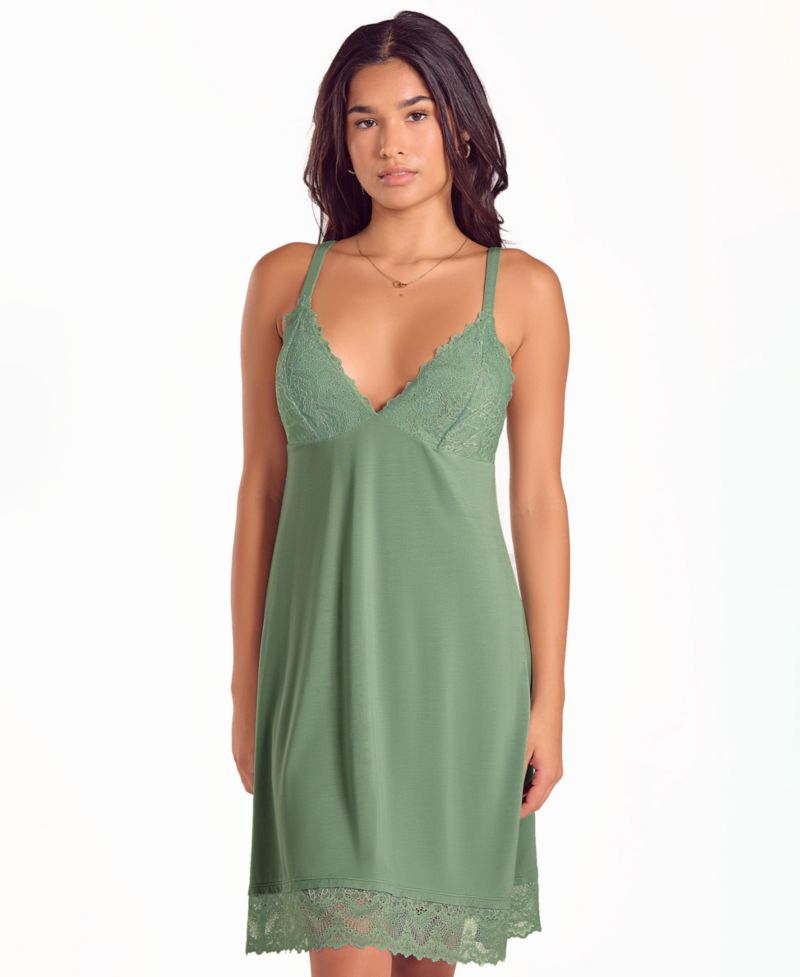 Women's Lace Stretch Knit Long-Sleeve Nightgown