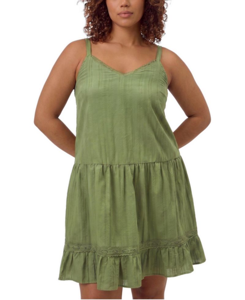Plus Size Drop-Waist Lace-Trim Mini Dress