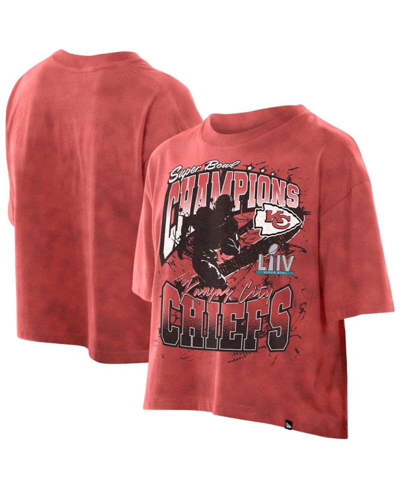 Women's Red Kansas City Chiefs Cropped Boxy Sport Classics Mineral Wash T-Shirt