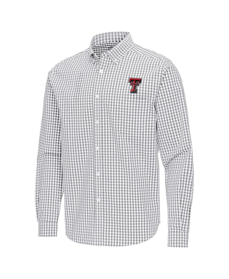 Men's Gray Texas Tech Red Raiders Ellis Woven Tri-Blend Long Sleeve Button-Down Shirt