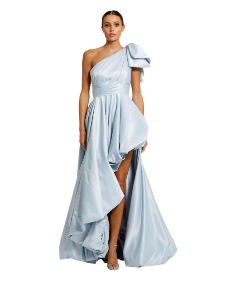 Women's Satin One Shoulder Bow Gown