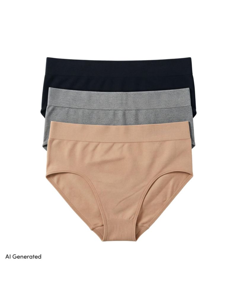 Women's Bikini Brief Cotton Comfort Seamless Basics 3 Pack Panties