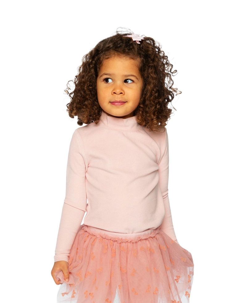 Little and Big Girl 6- 14 Brushed Rib Mock Neck Top