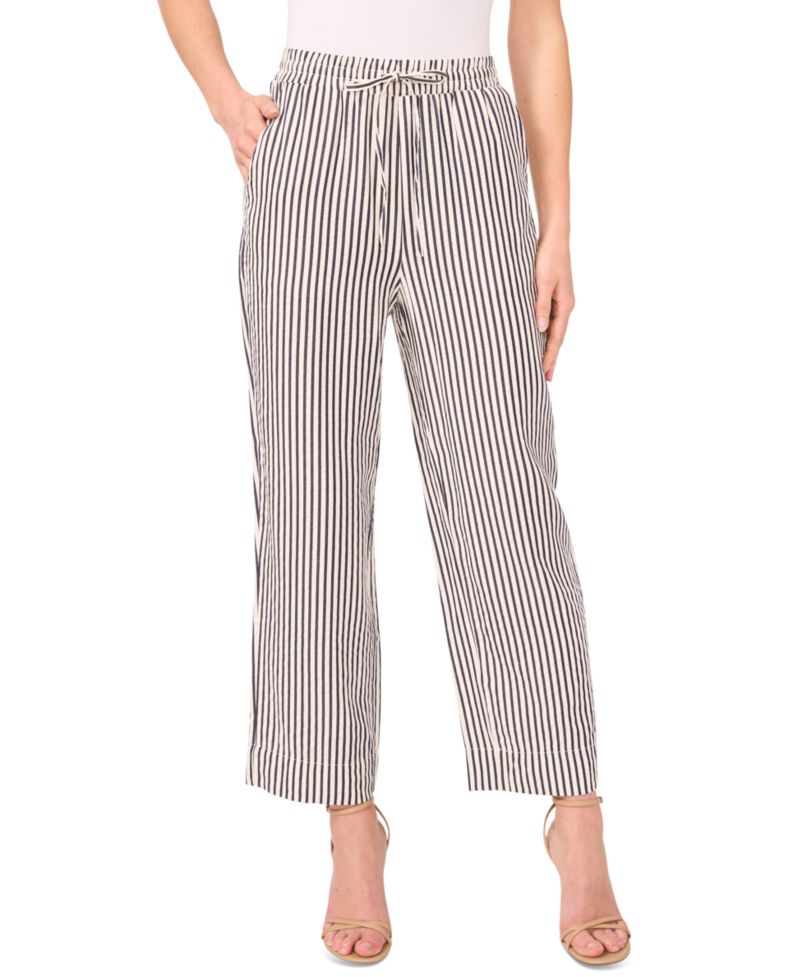 Women's Elastic-Waist Pull-On Striped Pants