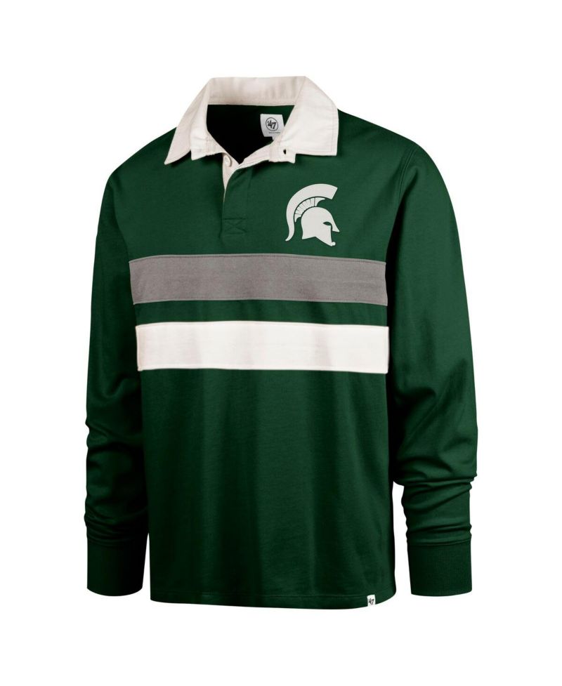 Men's Green Michigan State Spartans Clubhouse Knox Thames Long Sleeve Rugby Polo Shirt