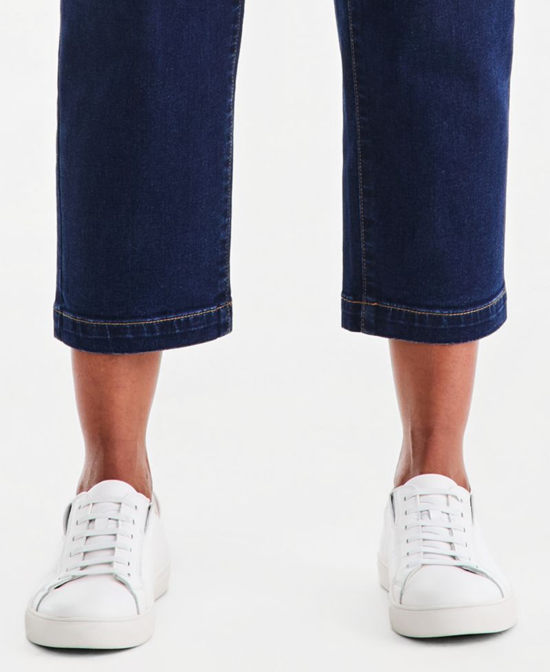 Petite High-Rise Pull-On Straight-Leg Jeans