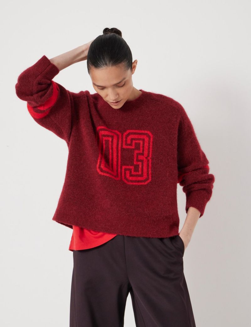 Women's Varsity Jacquard Wool Blend Sweater