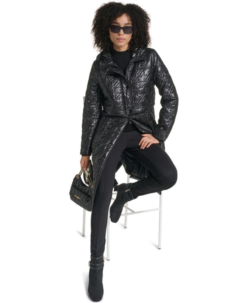 Women's Hooded Anorak Star-Quilted Coat