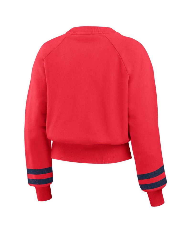 Women's Red St. Louis Cardinals Vintage Washed Cropped Pullover Sweatshirt
