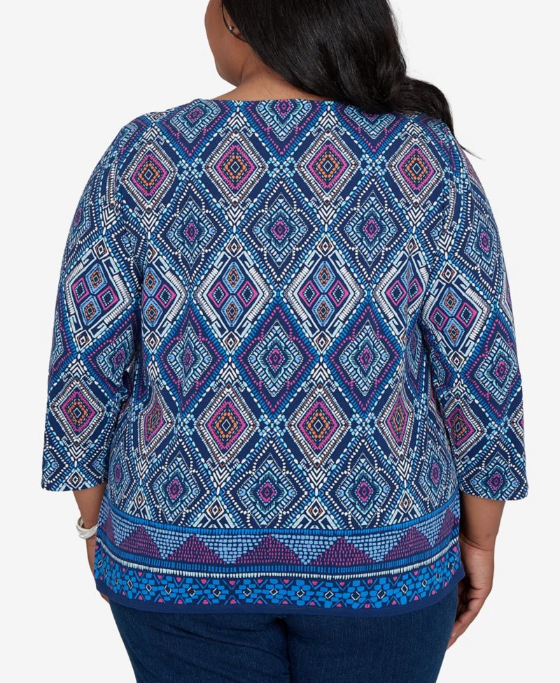 Plus Size Kaleidoscope Print Knit Top