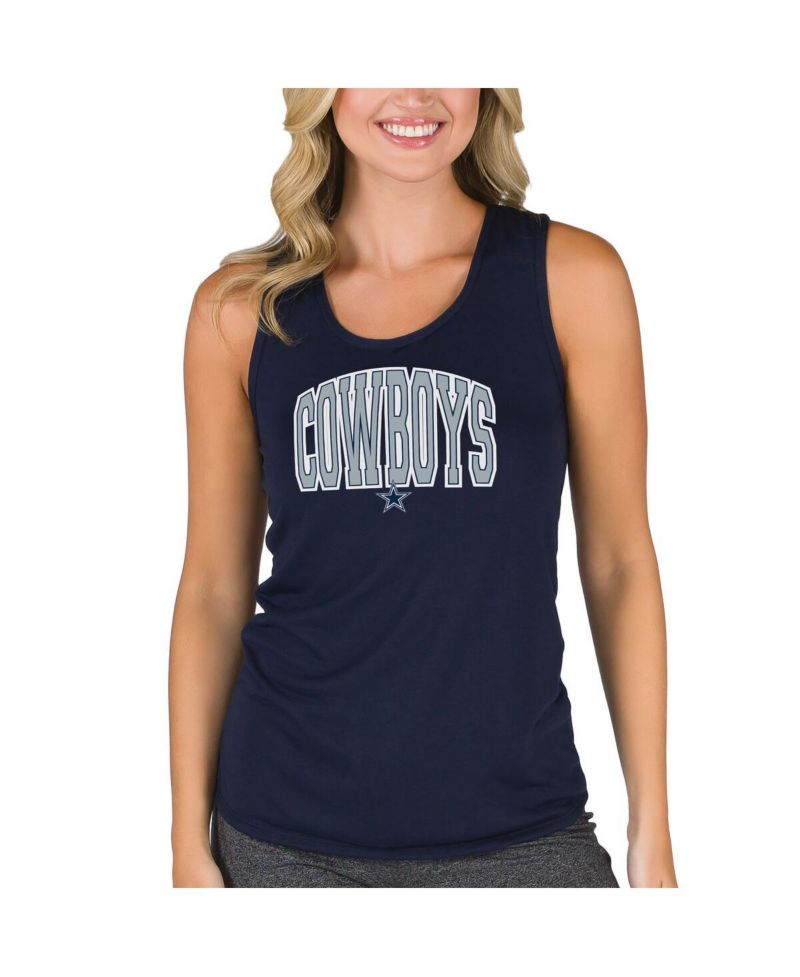 Women's Navy Dallas Cowboys Marathon Racer Back Tank Top