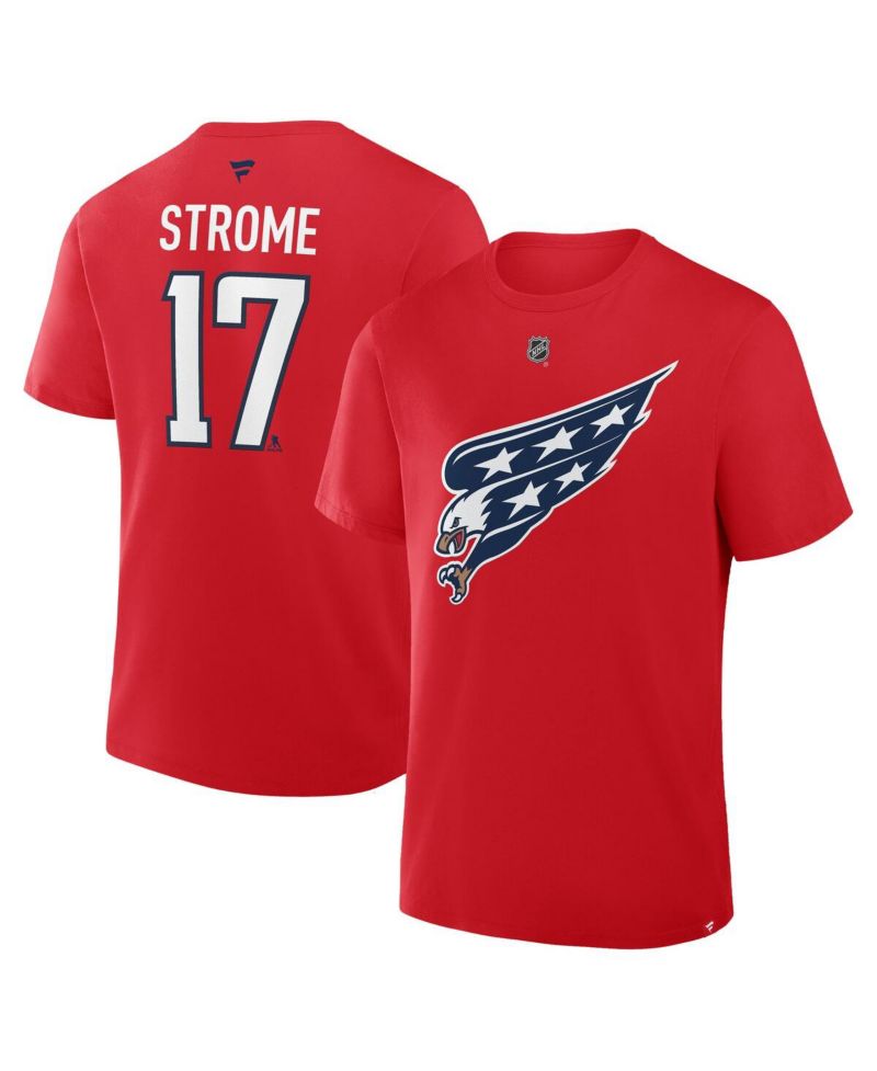 Men's Dylan Strome Red Washington Capitals Authentic Stack Name & Number T-Shirt