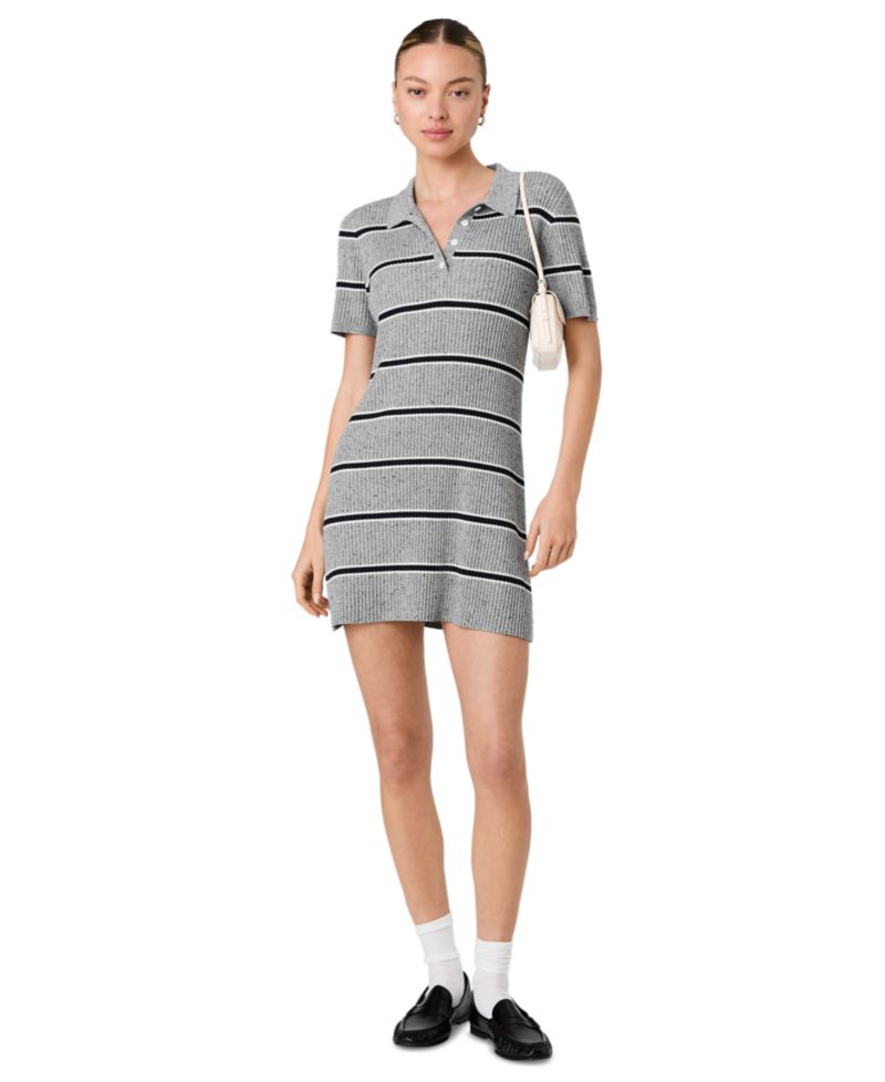 Women's Mason Knit Varsity Stripe Collared Mini Dress