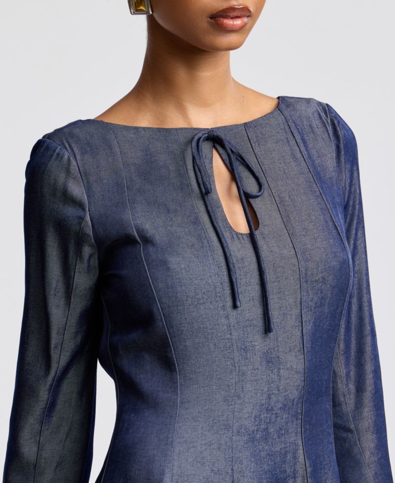 Women's Boat Neck Bell-Sleeve Mini Dress