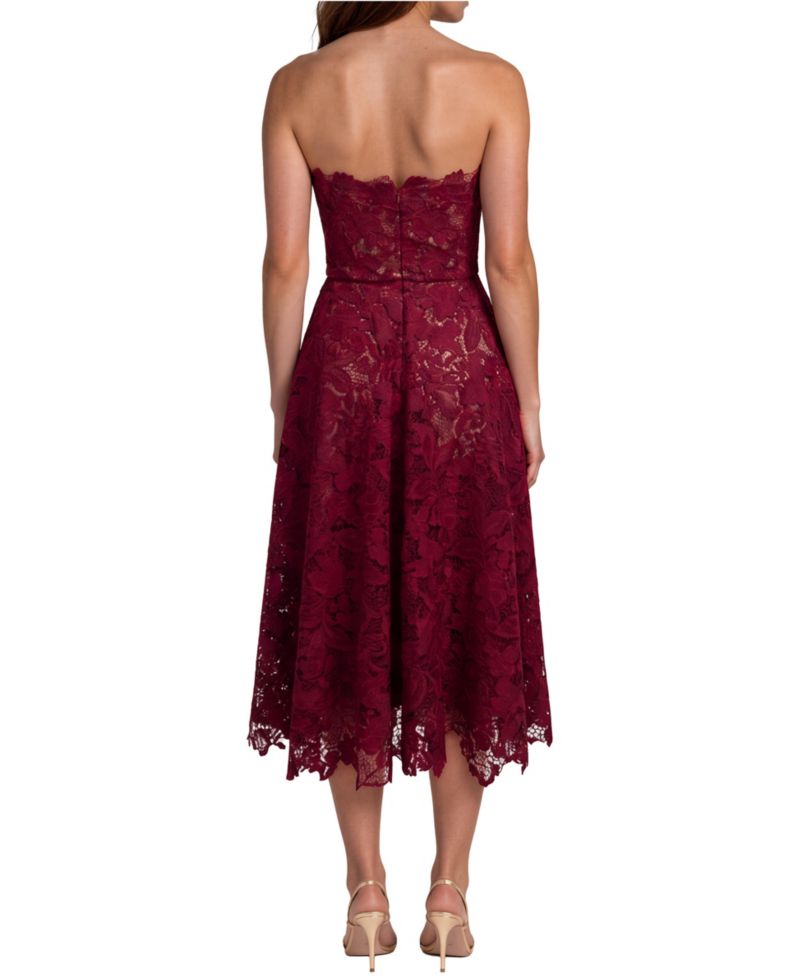 Women's Strapless Lace Midi Dress