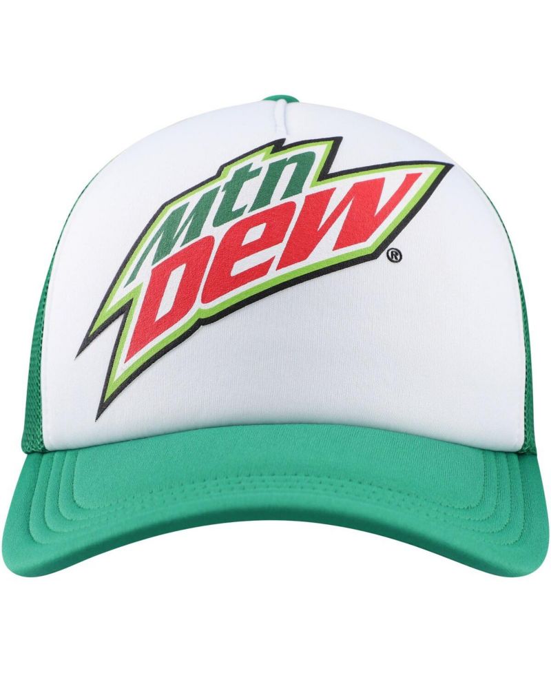 Men's White, Green Mountain Dew Foam Trucker Adjustable Hat