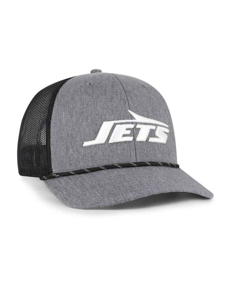 Men's Heather Charcoal New York Jets Carbon Rope Trucker Adjustable Hat