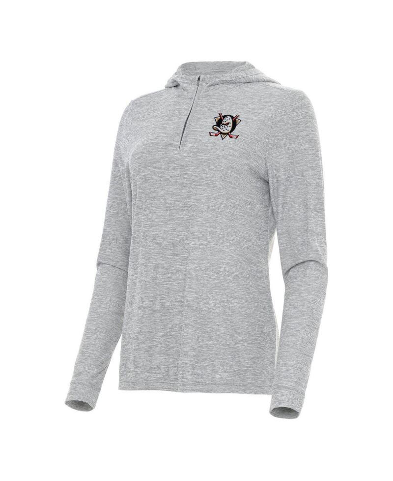 Women's Heather Gray Anaheim Ducks Daybreak Quarter-Zip Hoodie