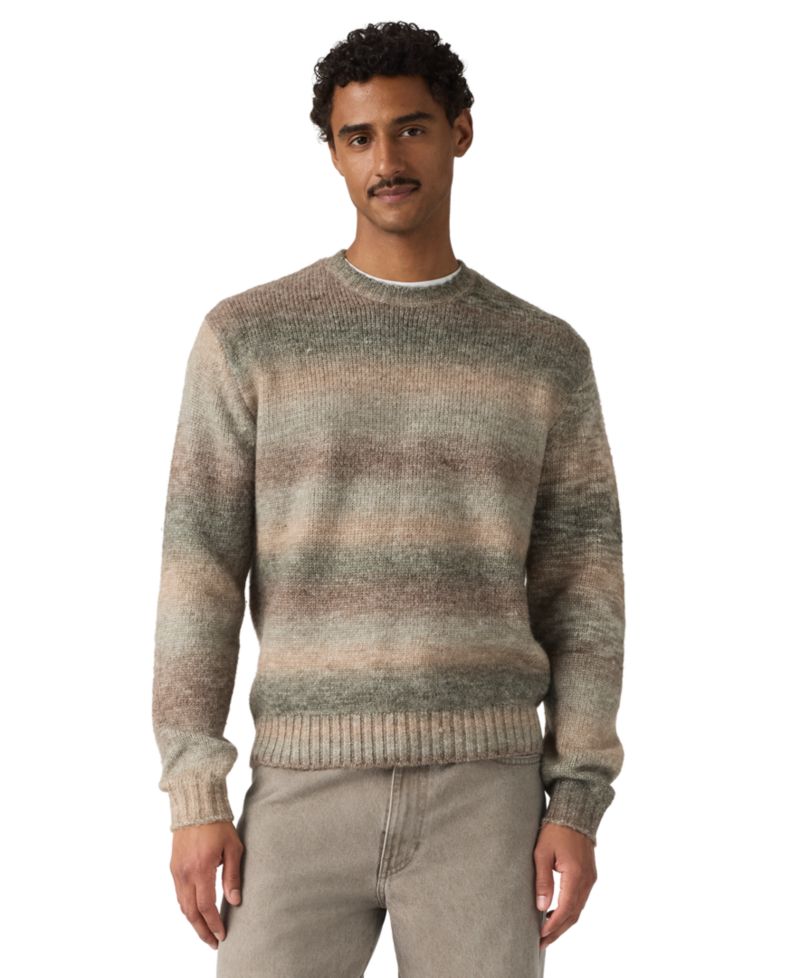 Men's Laurel Cable-Knit Stripe Crewneck Sweater