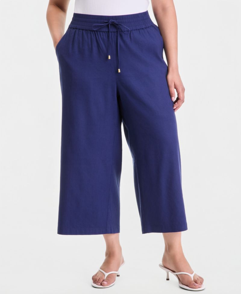 Plus Size High-Rise Cropped Wide-Leg Pants