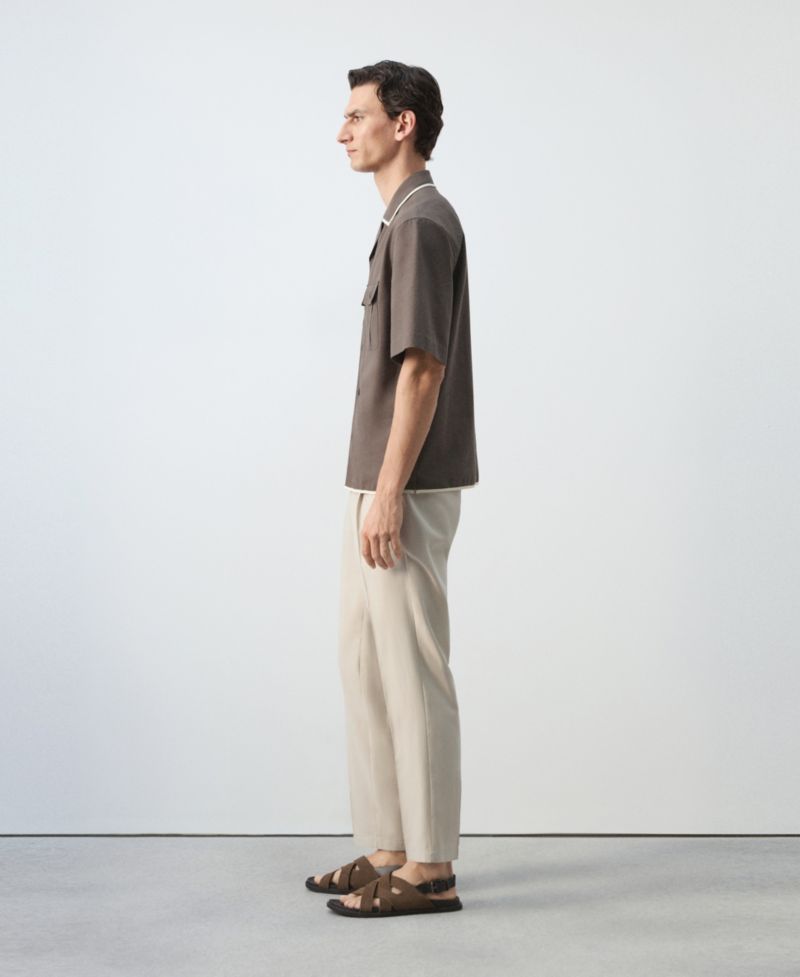 Men's Linen-Cotton Bowling Collar Shirt