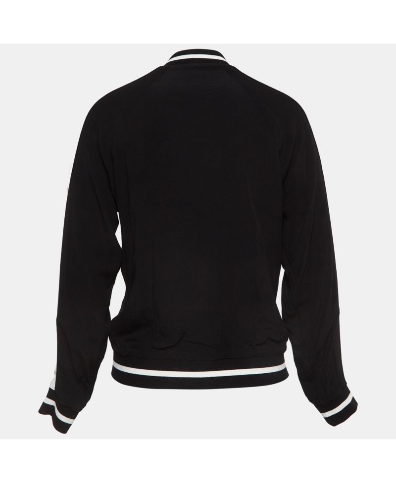 Women's Pre-Owned Zadig and Voltaire Pink/black Printed Crepe Reversible Bomber Jacket