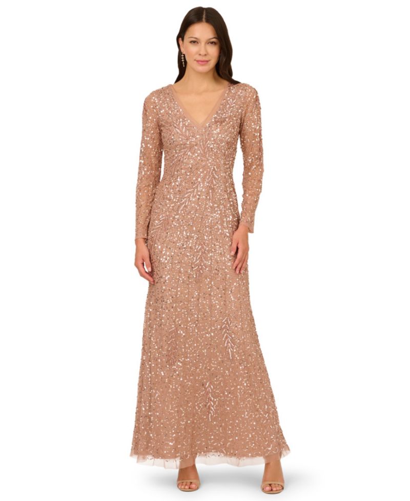 Petite V-Neck Beaded Dress