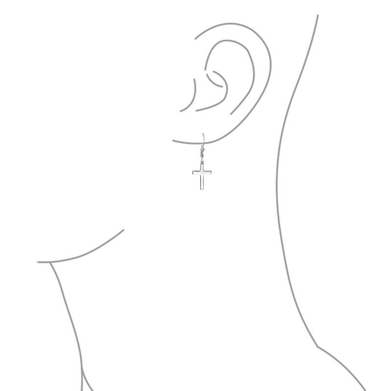 Religious Dangle Cross Earrings .925 Sterling Silver Lever back