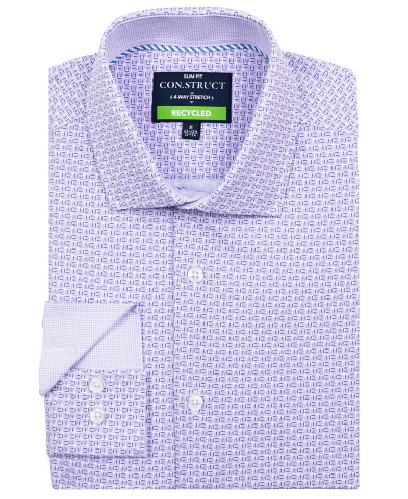 Men's Slim Fit 4-Way Stretch Print Dress Shirt