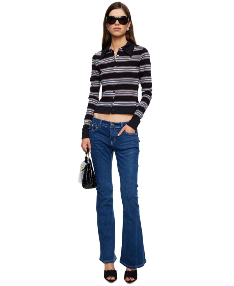Women's Bada Bing Striped Button Down Knit Top