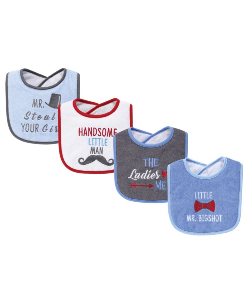 Boys Four-Piece Fiber-Filled Feeding Bibs