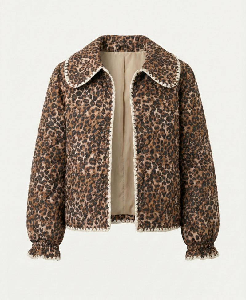 Women's Leopard Print Quilted Jacket