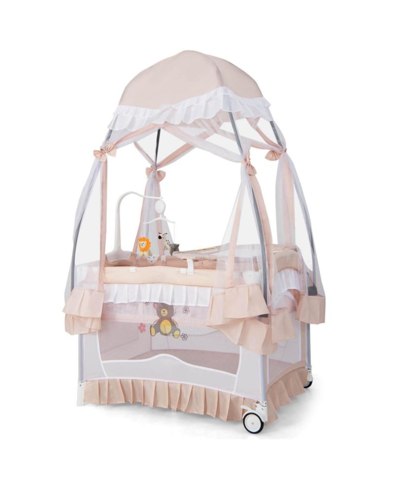 Girls Ortable Playpen Crib Cradle Bassinet Changing Pad Mosquito Net Toys w Bag