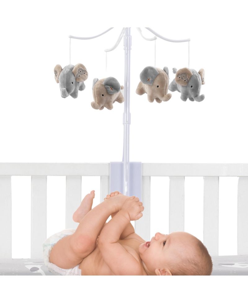 Elephant Love Musical Baby Crib Mobile Soother Toy - Gray