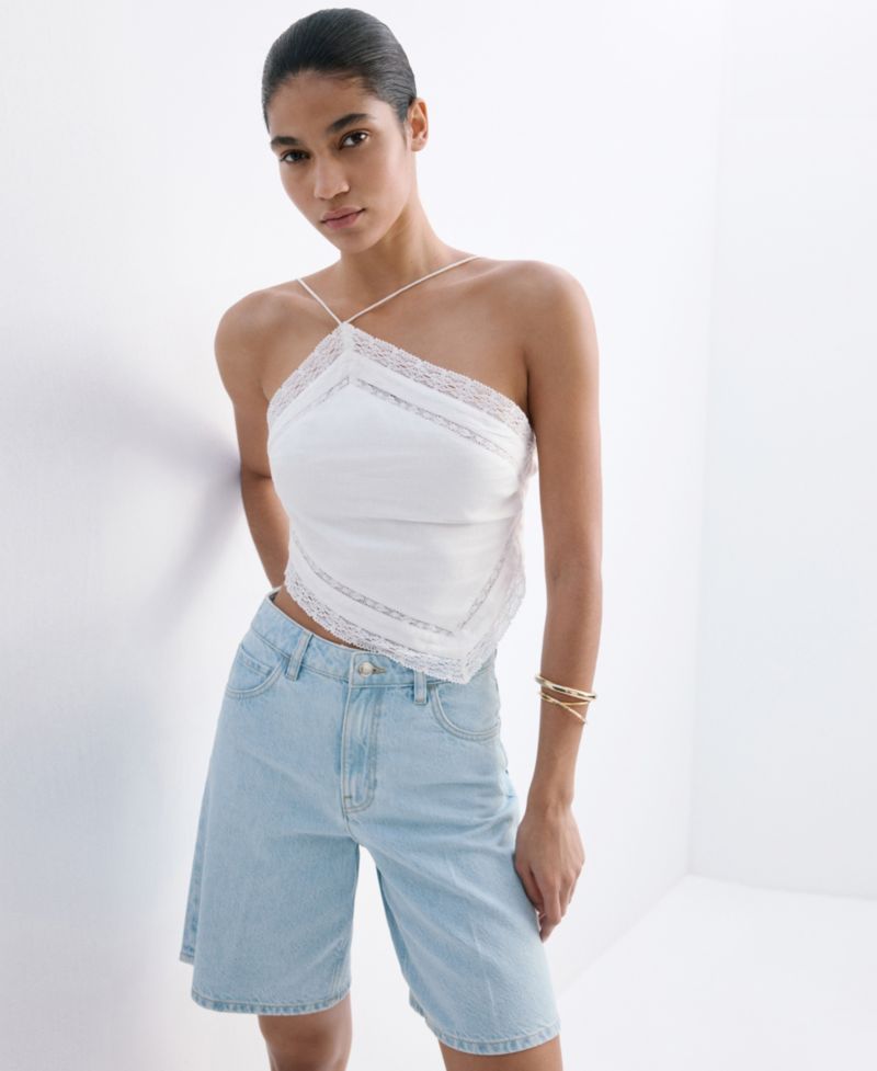 Women's High-Waist Straight-Fit Denim Shorts