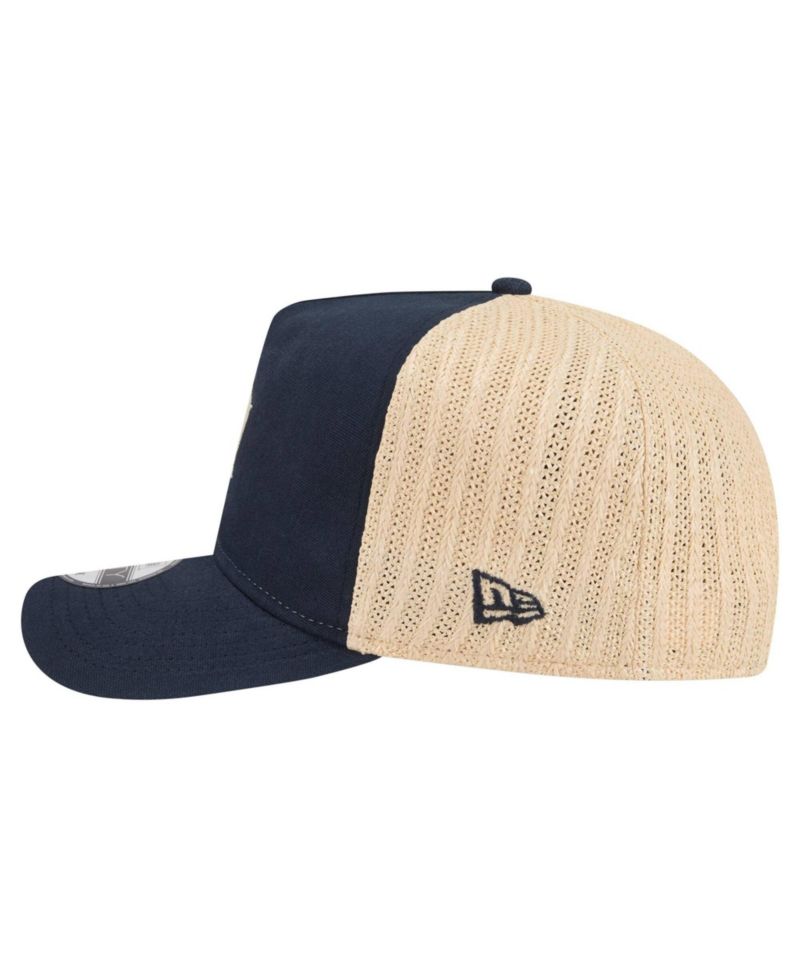 Men's Navy/Natural Detroit Tigers Grained 9FIFTY A-Frame Trucker Adjustable Hat