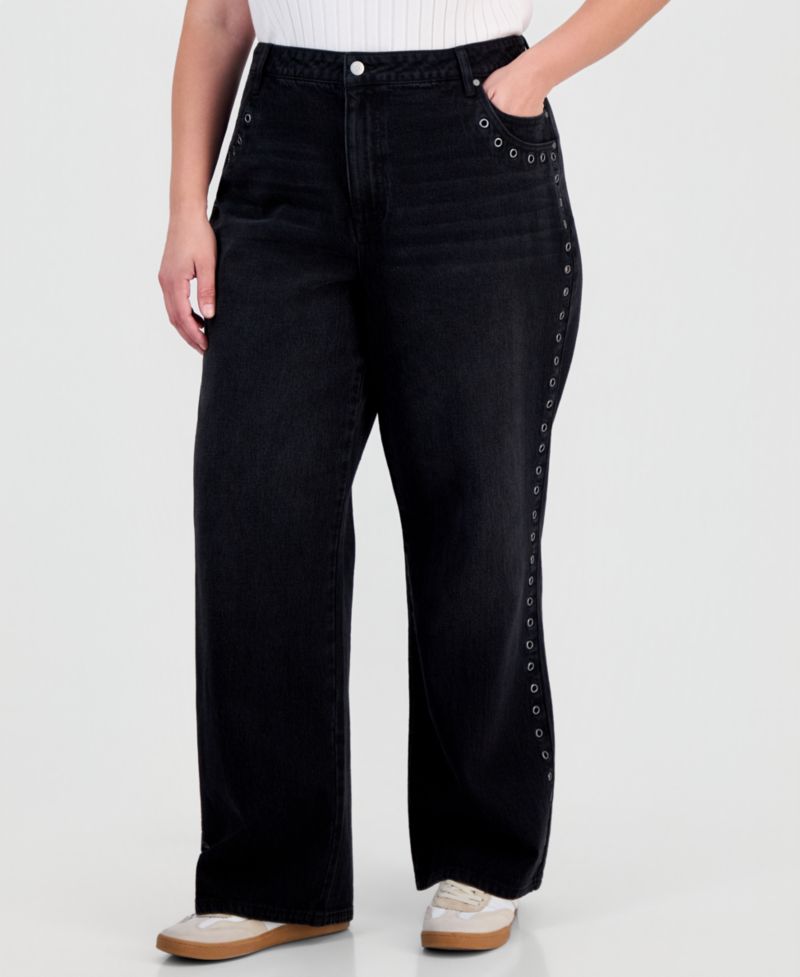 Trendy Plus Size Wide-Leg Jeans