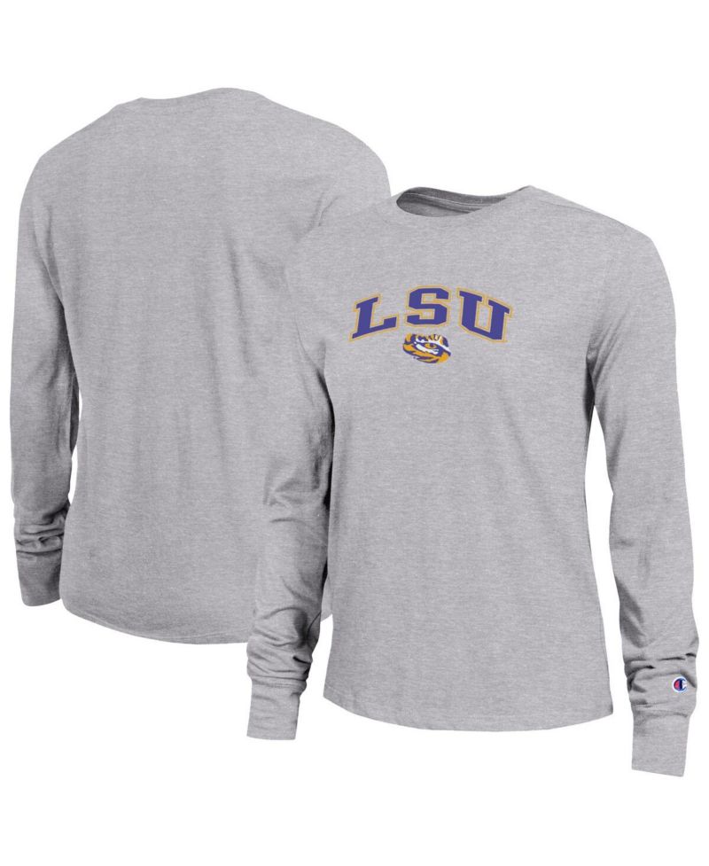Women's Gray LSU Tigers Arch Over Logo Long Sleeve T-Shirt