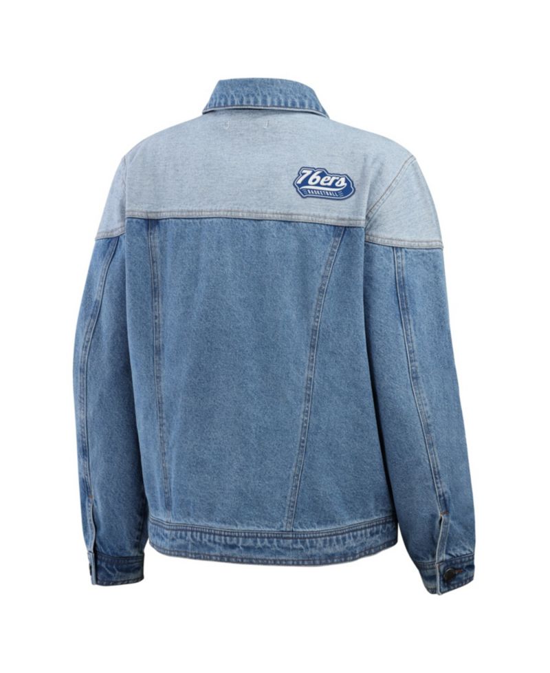 Women's Blue Philadelphia 76ers Full-Button Denim Jacket