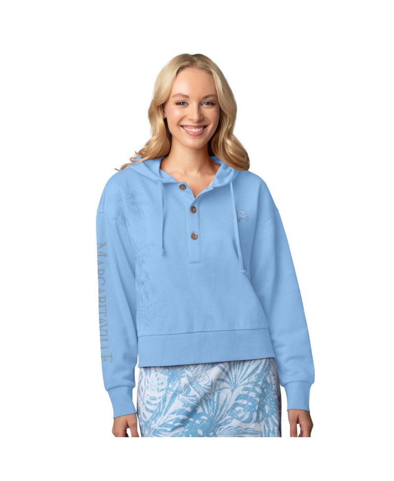 Women's Blue Detroit Lions Island Dream Solid Pullover Hoodie