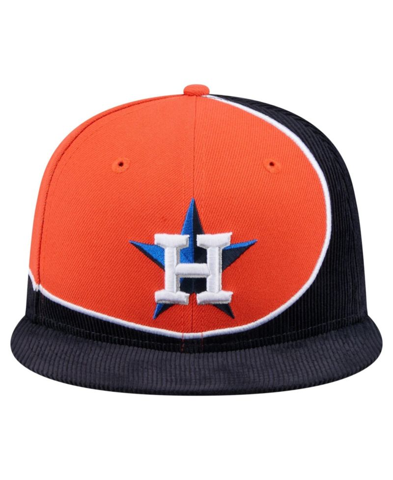 Men's Navy/Orange Houston Astros Retro Split Corduroy Snapback Hat