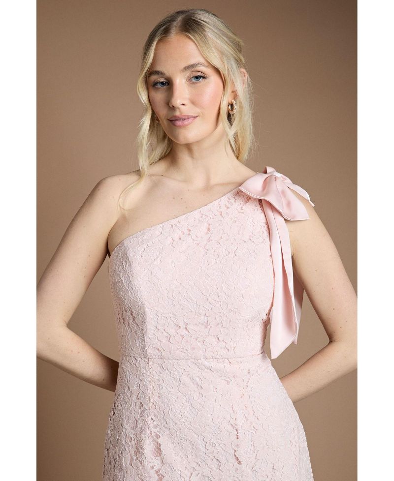 Women's One Shoulder Lace Maxi Dress