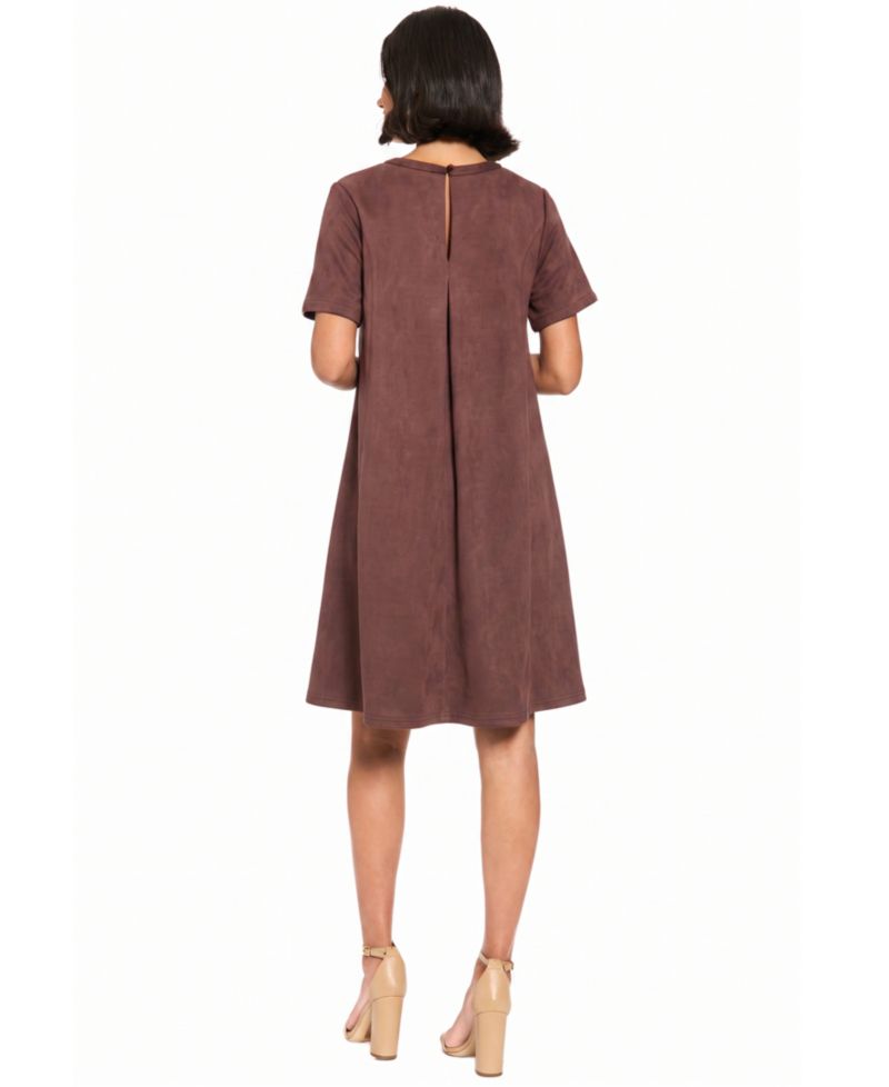 Women's Trapeze Crewneck Short-Sleeve A-Line Dress