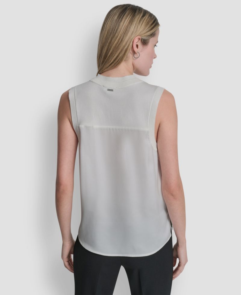 Women's Mixed Media V-Neck Sweater