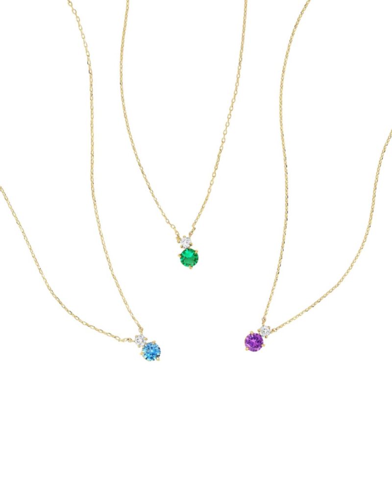 14k Gold Plated Deux Birthstone Necklace Personalized Trendy Gift Idea