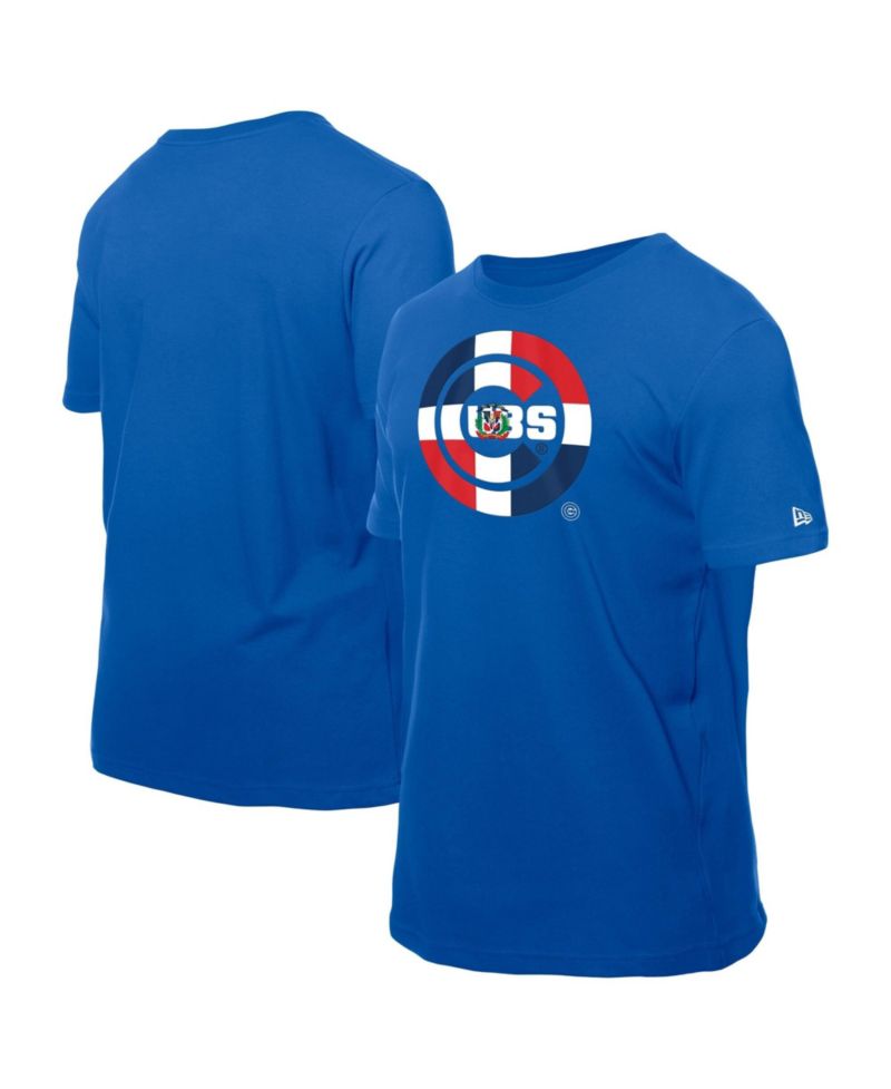 Men's Royal Chicago Cubs Dominican Republic Flag Logo T-Shirt